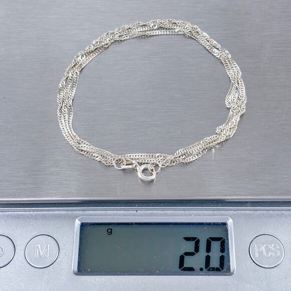 Singapore Link Chain Necklace | Sterling Silver 925 | 19.5" - Picture 4 of 4